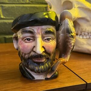 Ceramic Fisherman Mug with Bird - Multicolor vintage Made in Japan